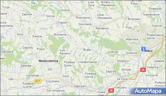 mapa Bugaj gmina Biecz, Bugaj gmina Biecz na mapie Targeo