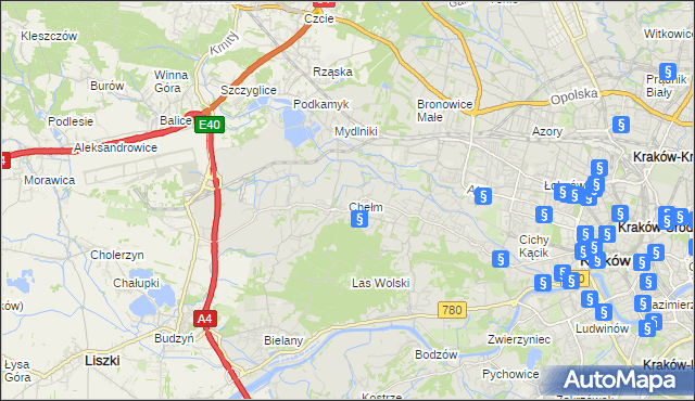 mapa Chełm gmina Kraków, Chełm gmina Kraków na mapie Targeo