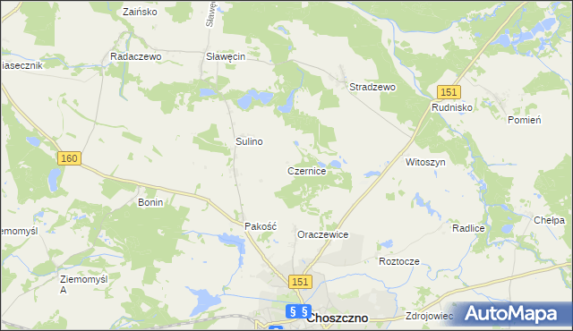 mapa Czernice gmina Choszczno, Czernice gmina Choszczno na mapie Targeo