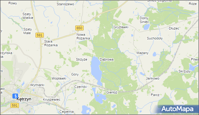 mapa Dąbrowa gmina Kętrzyn, Dąbrowa gmina Kętrzyn na mapie Targeo