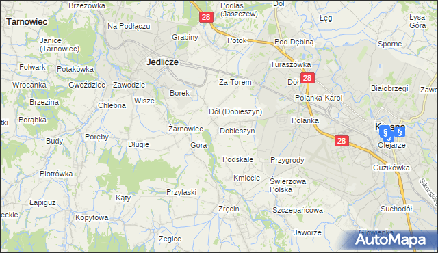 mapa Dobieszyn gmina Jedlicze, Dobieszyn gmina Jedlicze na mapie Targeo