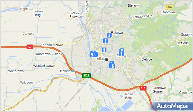 mapa Elbląga, Elbląg na mapie Targeo