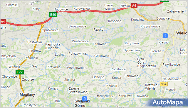 mapa Golkowice, Golkowice na mapie Targeo