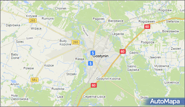mapa Gostynin, Gostynin na mapie Targeo
