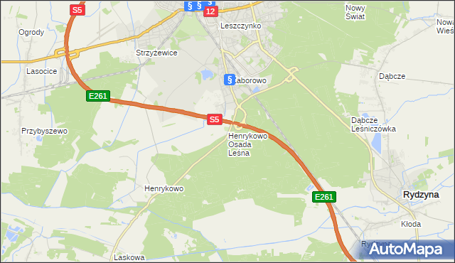 mapa Henrykowo Osada Leśna, Henrykowo Osada Leśna na mapie Targeo