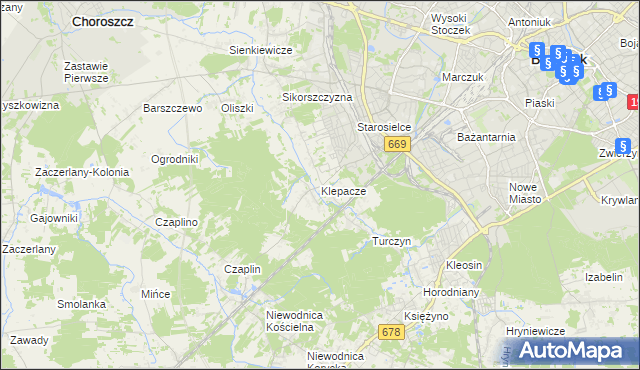 mapa Klepacze gmina Choroszcz, Klepacze gmina Choroszcz na mapie Targeo