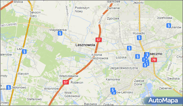 mapa Kolonia Lesznowola, Kolonia Lesznowola na mapie Targeo