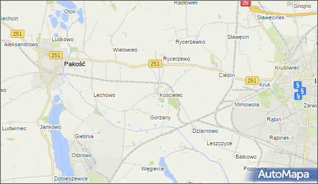 mapa Kościelec gmina Pakość, Kościelec gmina Pakość na mapie Targeo