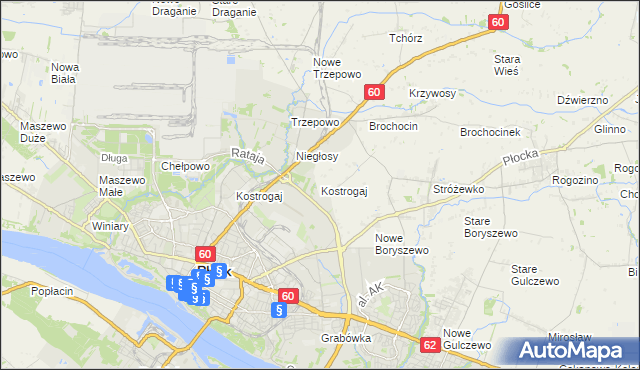 mapa Kostrogaj, Kostrogaj na mapie Targeo