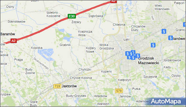 mapa Kozery, Kozery na mapie Targeo