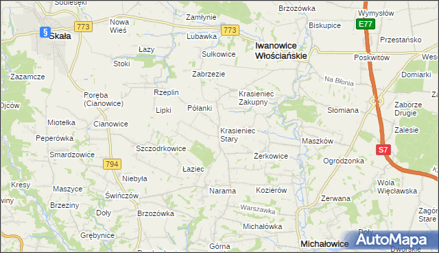 mapa Krasieniec Stary, Krasieniec Stary na mapie Targeo