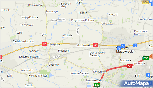 mapa Michałówek gmina Ożarów Mazowiecki, Michałówek gmina Ożarów Mazowiecki na mapie Targeo