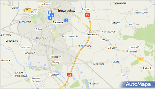 mapa Miechowice gmina Inowrocław, Miechowice gmina Inowrocław na mapie Targeo