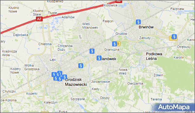 mapa Milanówek, Milanówek na mapie Targeo