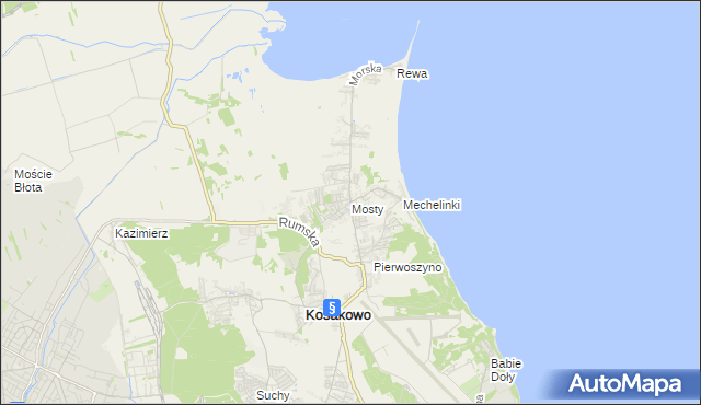 mapa Mosty gmina Kosakowo, Mosty gmina Kosakowo na mapie Targeo