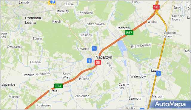 mapa Nadarzyn powiat pruszkowski, Nadarzyn powiat pruszkowski na mapie Targeo