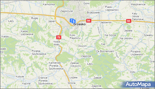 mapa Okocim, Okocim na mapie Targeo