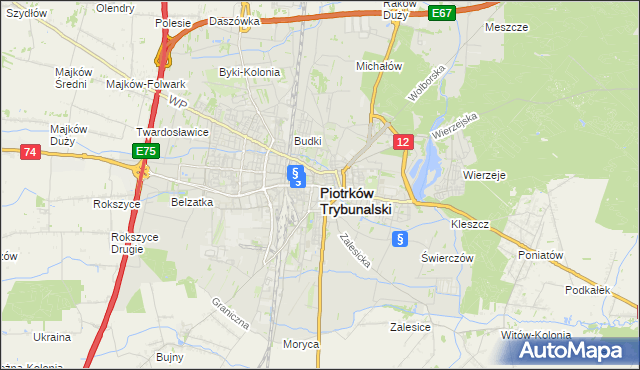 mapa Piotrków Trybunalski, Piotrków Trybunalski na mapie Targeo