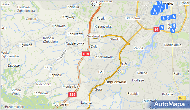 mapa Racławówka, Racławówka na mapie Targeo