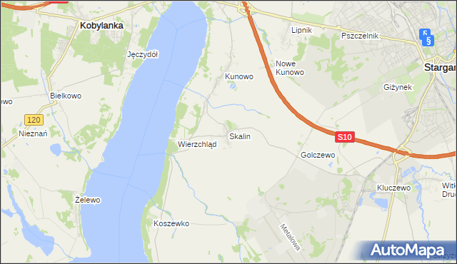 mapa Skalin gmina Stargard, Skalin gmina Stargard na mapie Targeo
