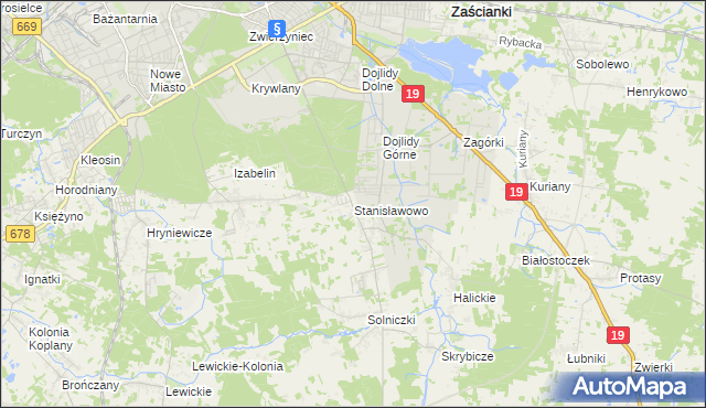 mapa Stanisławowo gmina Juchnowiec Kościelny, Stanisławowo gmina Juchnowiec Kościelny na mapie Targeo