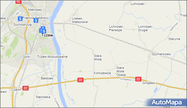 mapa Stara Wisła, Stara Wisła na mapie Targeo