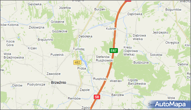 mapa Stefanów Ruszkowski, Stefanów Ruszkowski na mapie Targeo
