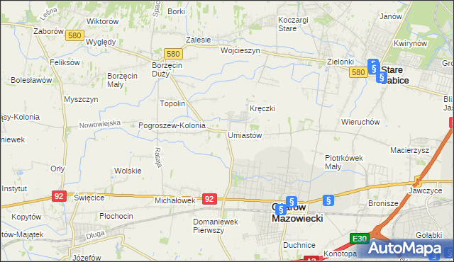mapa Umiastów, Umiastów na mapie Targeo