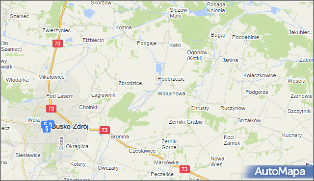 mapa Widuchowa gmina Busko-Zdrój, Widuchowa gmina Busko-Zdrój na mapie Targeo