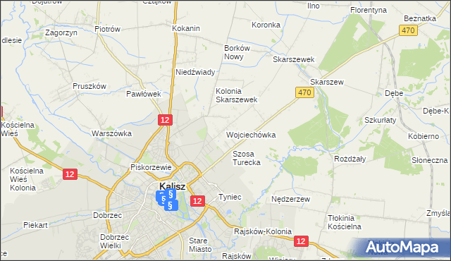 mapa Wojciechówka gmina Żelazków, Wojciechówka gmina Żelazków na mapie Targeo