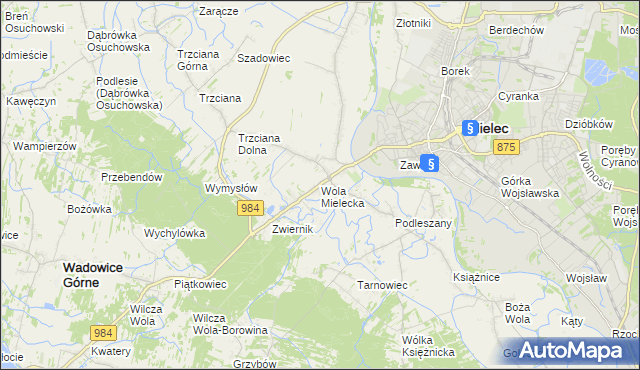 mapa Wola Mielecka, Wola Mielecka na mapie Targeo