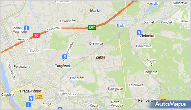mapa Ząbki powiat wołomiński, Ząbki powiat wołomiński na mapie Targeo