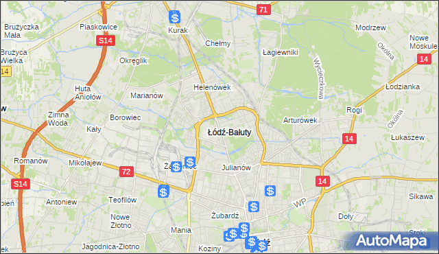 mapa Bałuty gmina Łódź, Bałuty gmina Łódź na mapie Targeo