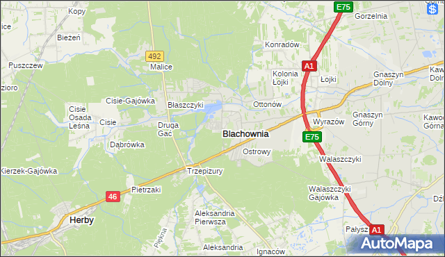 mapa Blachownia, Blachownia na mapie Targeo