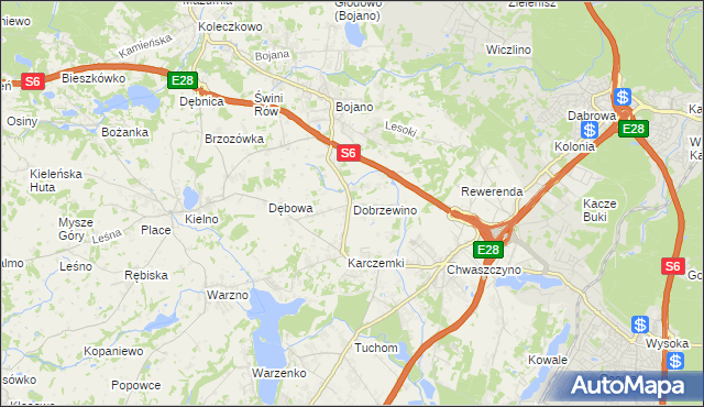 mapa Dobrzewino, Dobrzewino na mapie Targeo