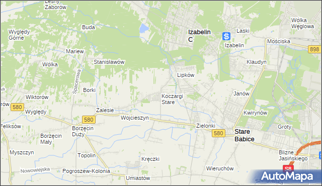 mapa Koczargi Stare, Koczargi Stare na mapie Targeo