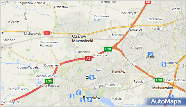 mapa Konotopa gmina Ożarów Mazowiecki, Konotopa gmina Ożarów Mazowiecki na mapie Targeo