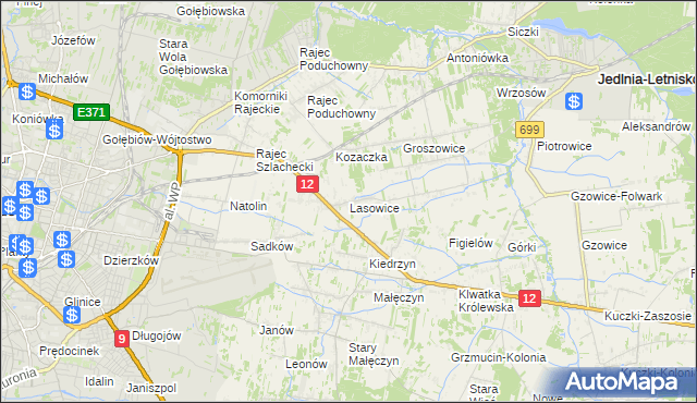 mapa Lasowice gmina Jedlnia-Letnisko, Lasowice gmina Jedlnia-Letnisko na mapie Targeo