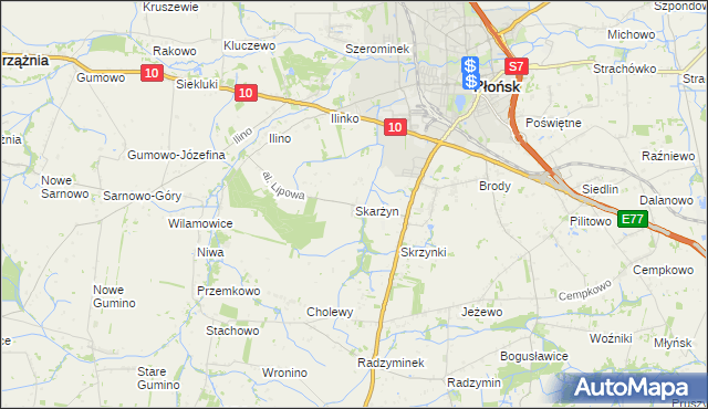 mapa Skarżyn gmina Płońsk, Skarżyn gmina Płońsk na mapie Targeo
