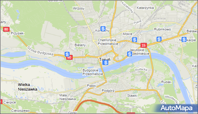 mapa Torunia, Toruń na mapie Targeo