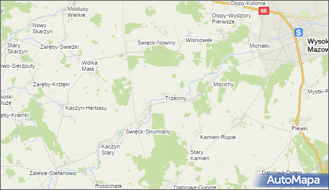 mapa Trzeciny, Trzeciny na mapie Targeo