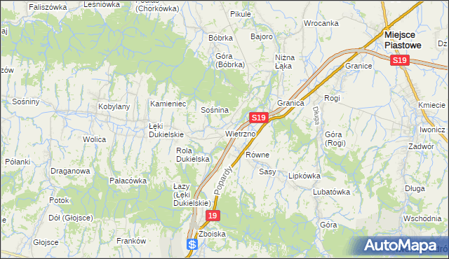 mapa Wietrzno gmina Dukla, Wietrzno gmina Dukla na mapie Targeo