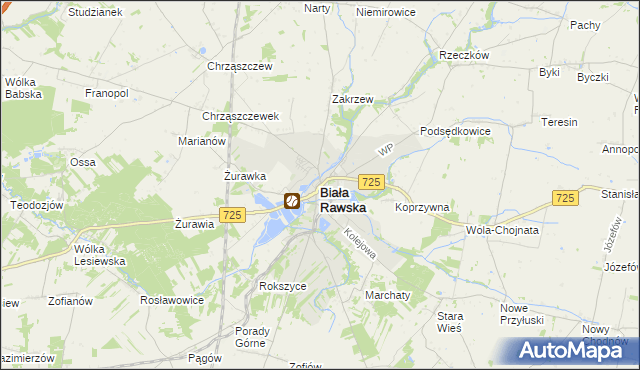 mapa Biała Rawska, Biała Rawska na mapie Targeo