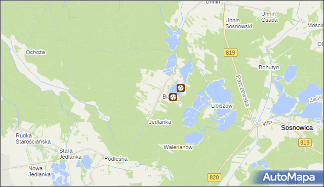 mapa Białka gmina Dębowa Kłoda, Białka gmina Dębowa Kłoda na mapie Targeo