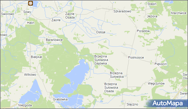 mapa Brzezina Sułowska Gajówka, Brzezina Sułowska Gajówka na mapie Targeo