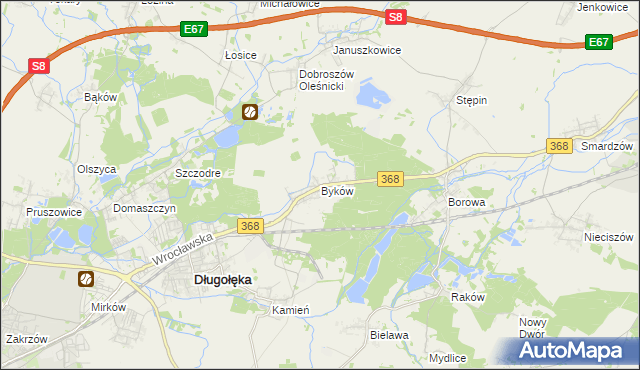 mapa Byków, Byków na mapie Targeo