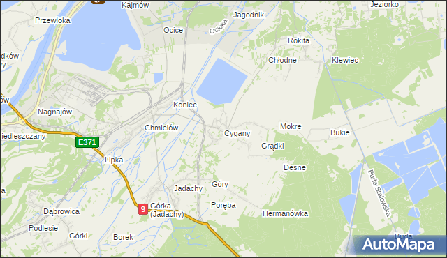 mapa Cygany gmina Nowa Dęba, Cygany gmina Nowa Dęba na mapie Targeo