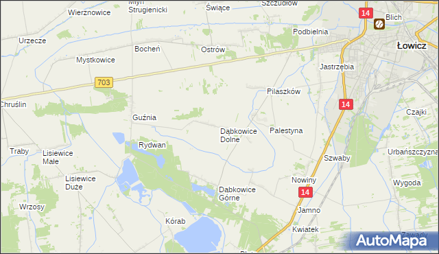 mapa Dąbkowice Dolne, Dąbkowice Dolne na mapie Targeo