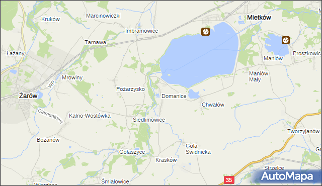 mapa Domanice gmina Mietków, Domanice gmina Mietków na mapie Targeo