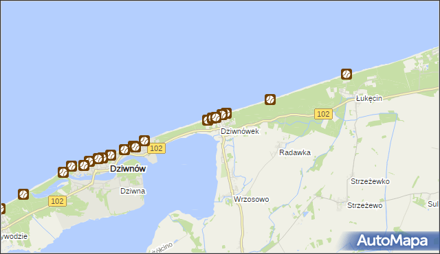 mapa Dziwnówek, Dziwnówek na mapie Targeo